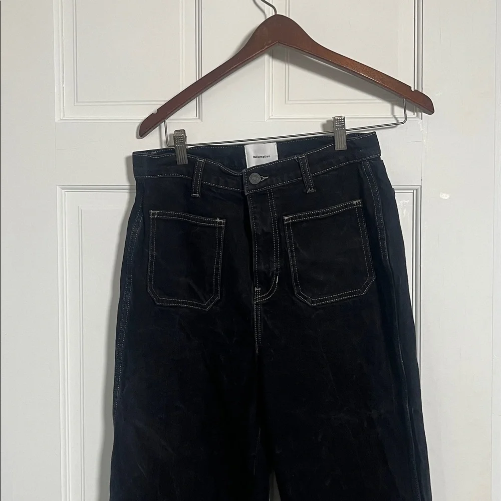 Reformation Alyssa High Rise Wide leg Black Jeans 29 - Picture 8 of 10